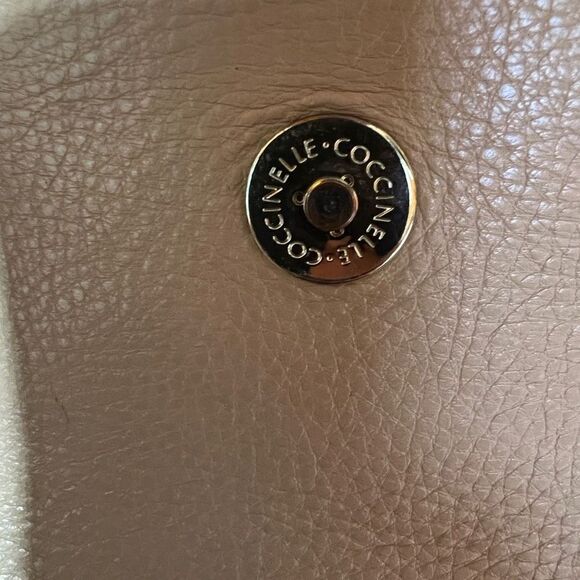 COCCINELLE Crossbody Handbag Leather Tumbleweed Tan Nude Color Gold Hardware - Picture 10 of 12